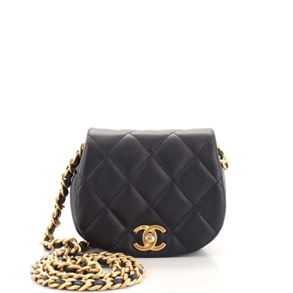 Chanel Coco Mail Clutch with Chain Quilted Calfskin Mini Black